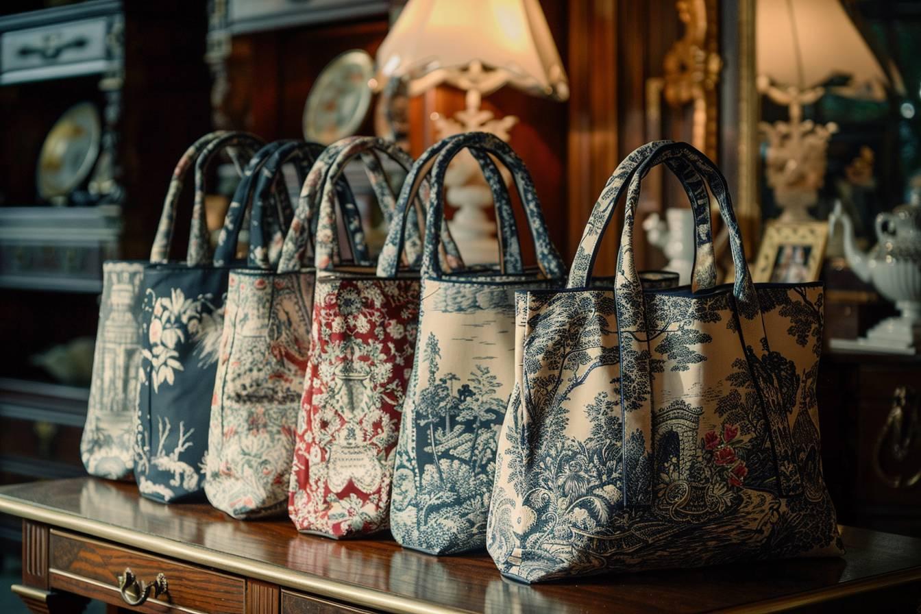 Découvrez nos élégants tote bags toile de Jouy