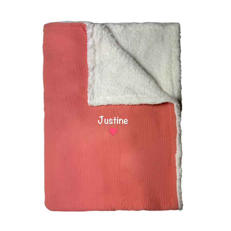 Couverture bébé personnalisée PÊCHE ROSE